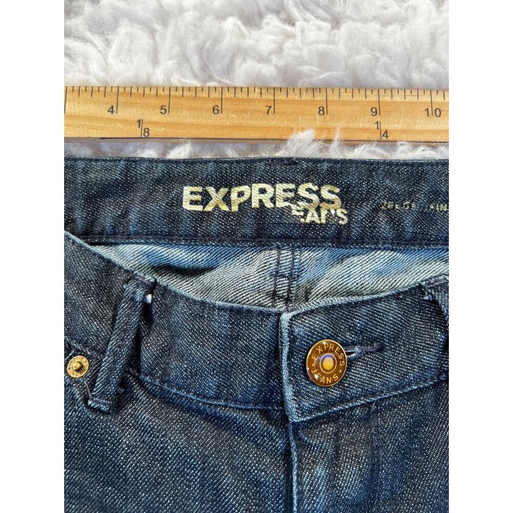 Express Zelda Skinny Womens Jeans Blue Sz 6 Short Dark Wash Skinny Stretch - Picture 8 of 9